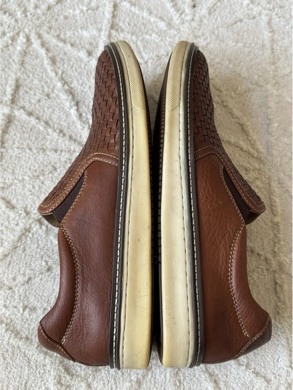Johnston & Murphy McGuffey Men’s 10M Woven Leather Loafers Quiet Luxury